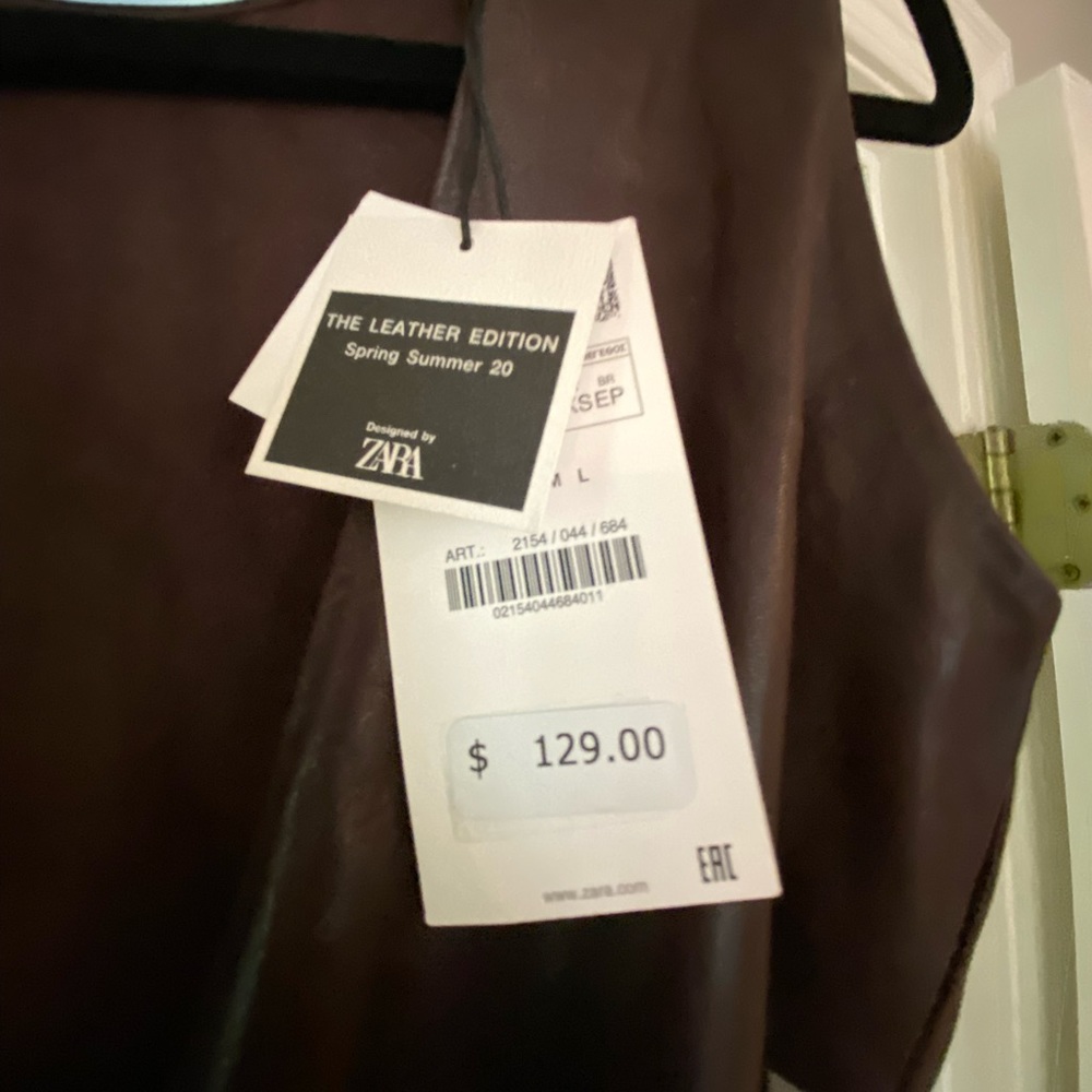 Zara leather open cross back top